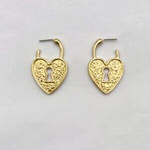 FREE PEOPLE Heart Lock & Keyhole Hoop Earrings